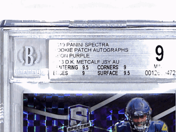 2019 Panini Spectra Rookie Patch Autographs Neon Purple D.K. Metcalf JSY #213 BGS 9 Auto 10