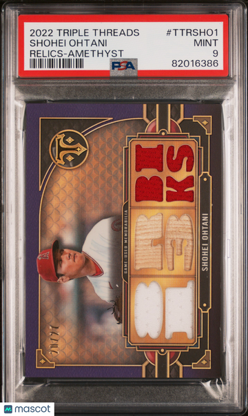 2022 Topps Triple Threads Relics Shohei Ohtani #TTRSHO1 Amethyst PSA 9
