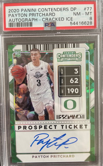 Payton Pritchard 2020 Panini Contenders Draft Cracked Ice Auto 9/23 PSA 8 NM-MT low pop rookie