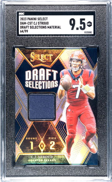2023 Panini Select Draft Selections Prizm CJ Stroud #DAM-CST Patch 64/99 SGC 9.5