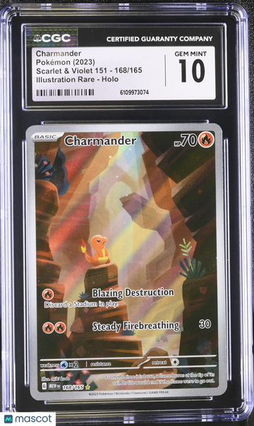 2023 Pokemon Scarlet & Violet 151 Charmander Holo Illustration Rare Illustration Rare CGC 10 #168/165
