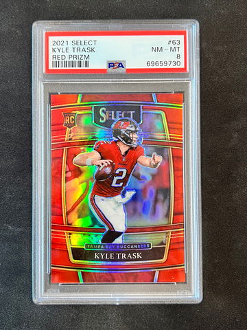 2021 Panini Select - Kyle Trask - Rookie Concourse Level Red Prizm /99 PSA 8