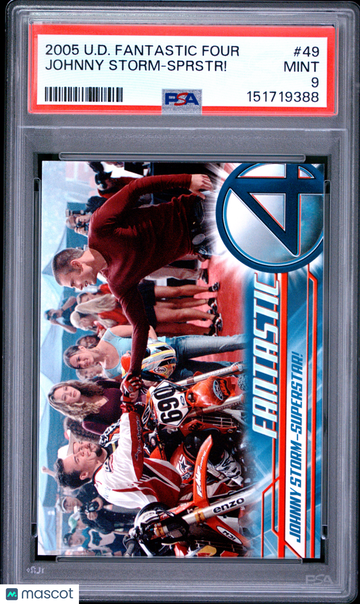 2005 Upper Deck Fantastic Four Johnny Storm Superstar! Chris Evans #49 PSA 9