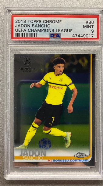 JADON SANCHO 2018 TOPPS CHROME ROOKIE 9 MINT 