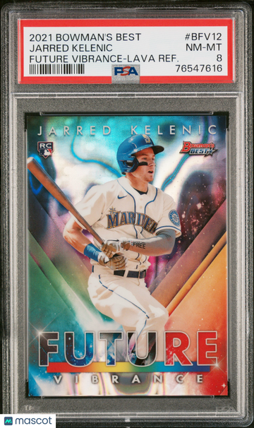 2021 Bowman's Best Future Vibrance Jarred Kelenic #BFV12 Lava Ref /50 PSA 8