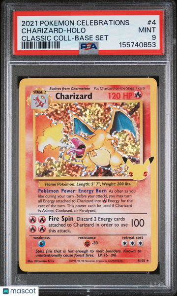 2021 Pokemon Celebrations Classic Collection Charizard Holo Classic Coll-Base Set PSA 9 #4