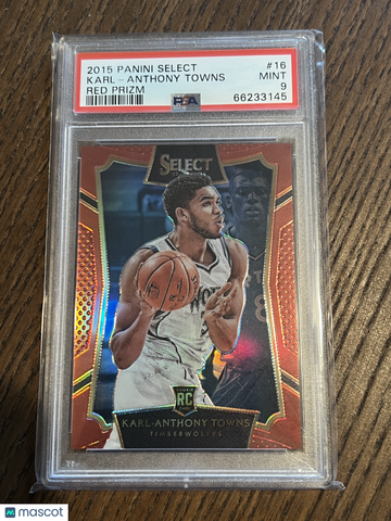 2015 Panini Select Karl-Anthony Towns #16 Red Prizm /149 Concourse Rookie RC PSA 9