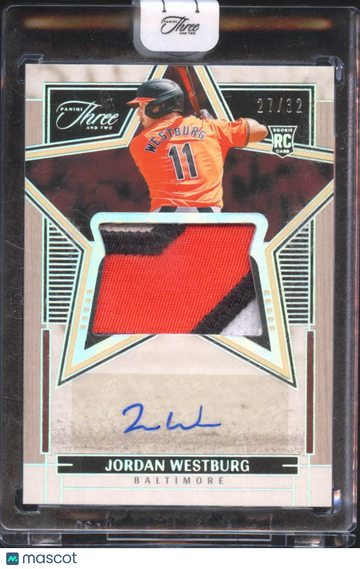 Jordan Westburg 2024 Panini Three and Two Baseball Patch RC Memorabilia Auto Baltimore Orioles