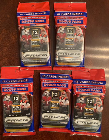 2020 Prizm Football Cello pack lot of 5