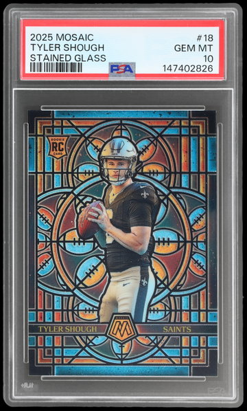 2025 Panini Mosaic Tyler Shough Stained Glass PSA 10