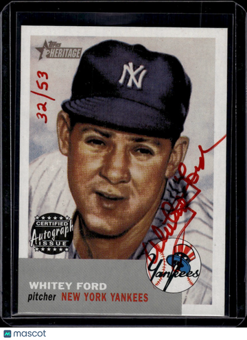 2002 Topps Heritage Whitey Ford #RO-WF /53 Certified Autograph Issue