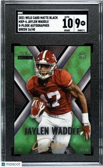2021 Wild Card Matte Black Jaylen Waddle #MXP-6 X Plode Autograph Green /40 SGC 9 Auto 10