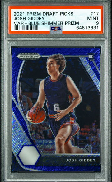 Josh Giddey 2021 Panini Prizm Draft Picks FOTL Blue Shimmer 6/13 SSP RC PSA 9 Mint #17