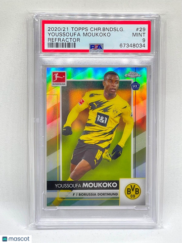 2020 Topps Chrome Bundesliga Youssoufa Moukoko #29 Refractor PSA 9