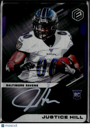 Justice Hill 2019 Panini Elements RC Auto /5 Baltimore Ravens