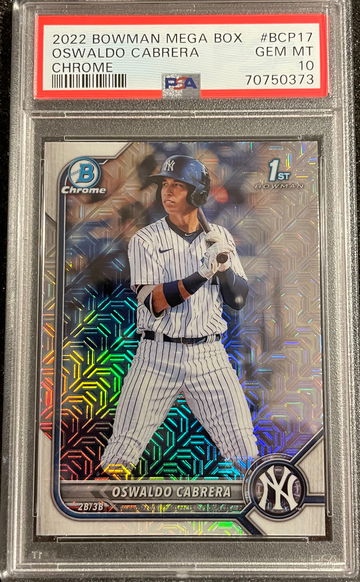 2022 Bowman Chrome Oswaldo Cabrera #BCP-17 1st Bowman Mega Box PSA 10