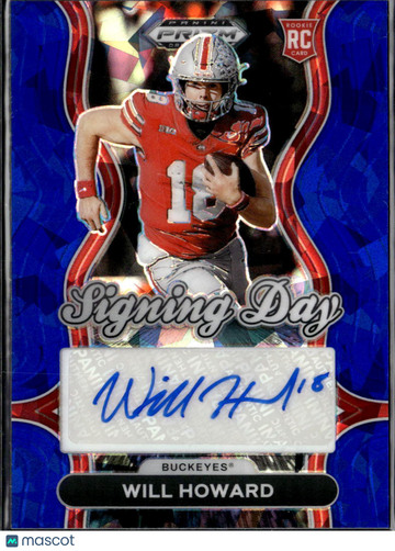 2025 Panini Prizm Draft Picks Signing Day Will Howard #SD-WHD Blue Mosaic /75 RC