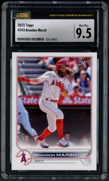 2022 Topps Series 1 Brandon Marsh RC #243 CSG 9.5 Mint+ Los Angeles Angels