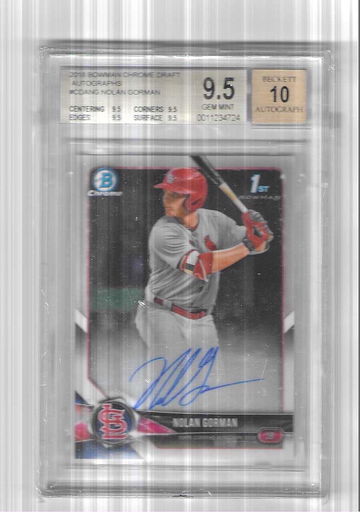 Nolan gorman 2018 true gem base auto bowman chrome