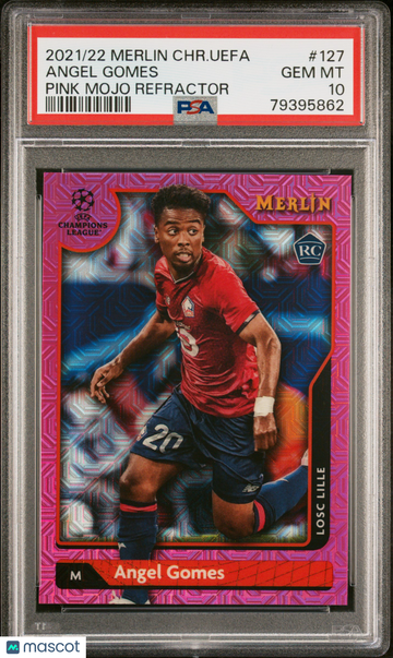 2021-2022 Topps Merlin Chrome UEFA League Angel Gomes #127 Pink Mojo Refractor PSA 10
