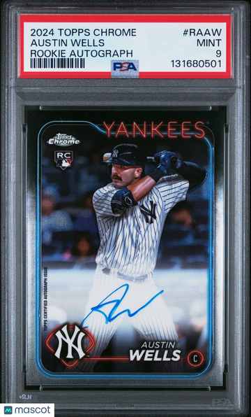 2024 Topps Chrome Rookie Autographs Austin Wells #RAAW Rookie PSA 9