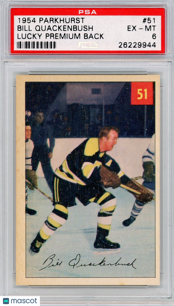 1954 Parkhurst Bill Quackenbush #51 Lucky Premium Back PSA 6