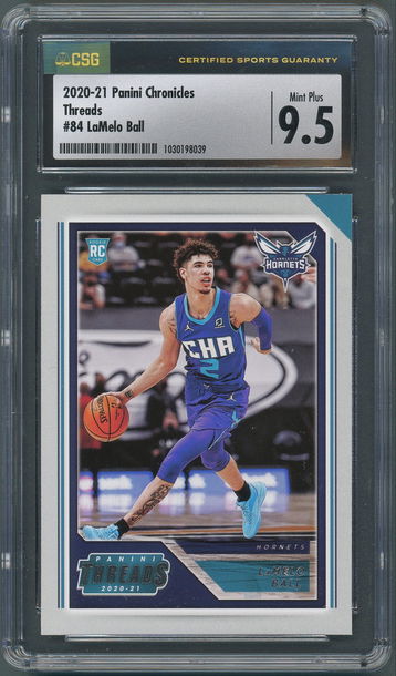 2020-21 Chronicles Threads LaMelo Ball RC #84 Charlotte Hornets -CSG Mint Plus 9.5