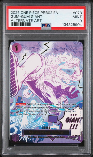 2025 One Piece the Best Premium Booster Volume 2 Alternate Art Gum Gum Giant #OP09-078 PSA 9
