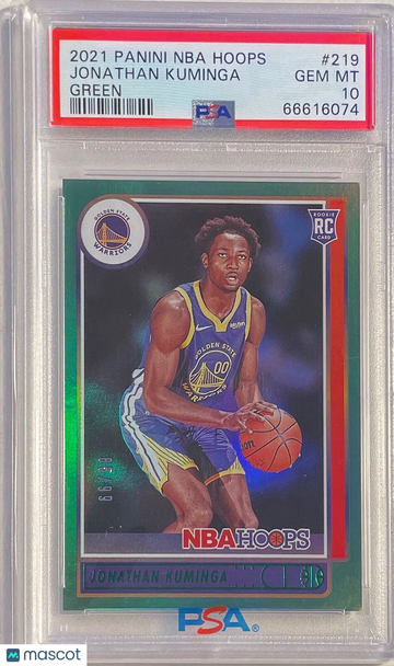 2021 Panini NBA Hoops Jonathan Kuminga #219 Green PSA 10