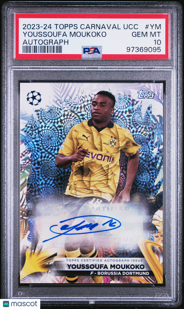 2023-24 Topps Carnaval UEFA Club Competitions Autographs Youssoufa Moukoko #YM PSA 10