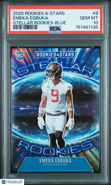 2025 Panini Rookies & Stars Stellar Rookies Emeka Egbuka #8 Blue PSA 10