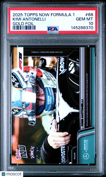 2025 Topps Now Formula 1 Kimi Antonelli #68 Gold Foil /50 PSA 10