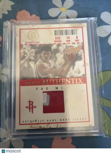 2004 Fleer Authentix Patch Authentix Yao Ming #JA-YM /50 Authentic Game-Worn Jersey