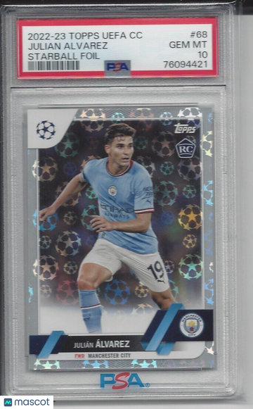 2022 Topps UEFA Club Competitions Julian Alvarez #68 Starball Foil PSA 10