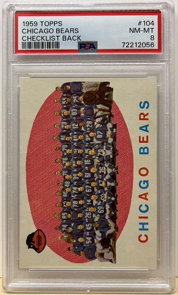 1959 Topps #104 Chicago Bears Checklist PSA 8
