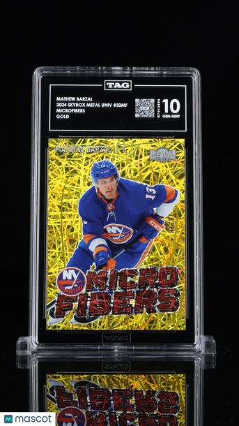 2024 SkyBox Metal Universe Microfibers Mathew Barzal #32MF Gold /10 Short Print TAG 10