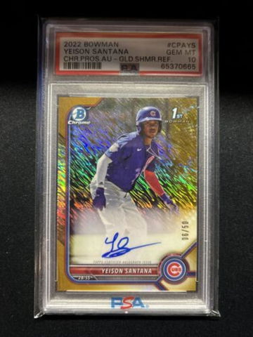 2022 Bowman YEISON SANTANA #CPAYS PSA 10