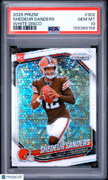 2025 Panini Prizm Shedeur Sanders #302 White Disco PSA 10