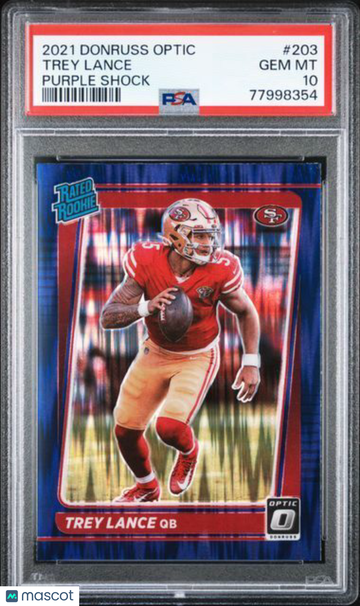 2021 Panini Donruss Optic Trey Lance #203 Purple Shock PSA 10