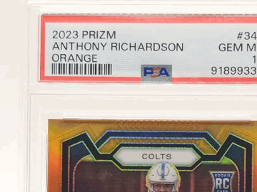 Graded 2023 Panini Prizm Rookie Orange Gem B Anthony Richardson Colts Trading Card PSA 10