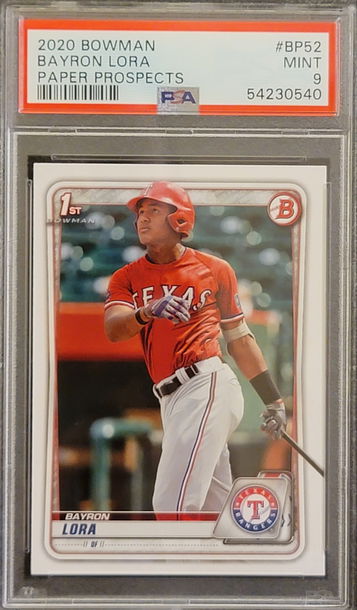 2020 Bowman #BP52 Bayron Lora PAPER PROSPECTS PSA 9