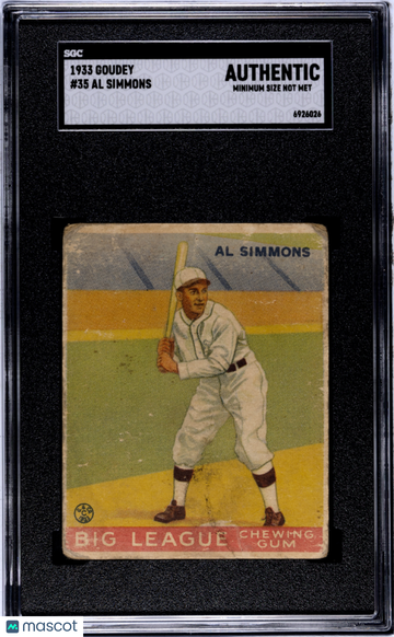 1933 Goudey Al Simmons #35 SGC A