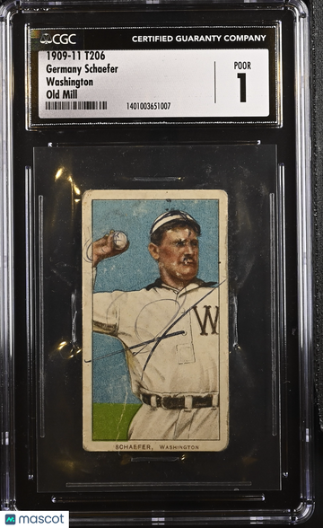 1909-11 T206 Germany Schaefer Washington CGC 1
