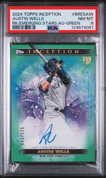 2024 Topps Inception Base Rookie and Emerging Star Autographs Green Austin Wells #BRESAW /125 PSA 8
