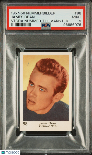 1957-58 Nummberbilder Stora Nummer Till Vanster James Dean #98 PSA 9