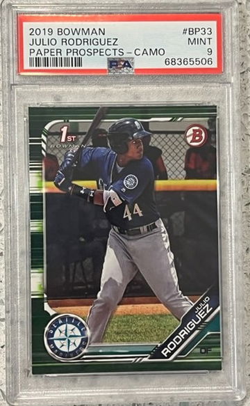 2019 Bowman 1st First Paper Prospects Camo  Julio Rodriguez PSA 9 Mint RC Rookie 