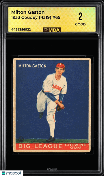 1933 Goudey (R319) Milton Gaston #65 MBA 2
