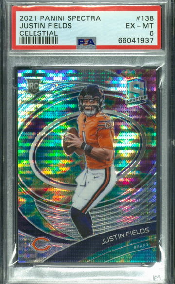 2021 Panini Spectra Celestial Justin Fields 72/99 #138 PSA 6 EX-MT RC Bears SP