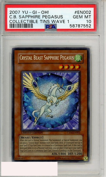 2007 YU-GI-OH! COLLECTIBLE TINS WAVE 1 CB SAPPHIRE PEGASUS #EN002 PSA 10 GEM MT