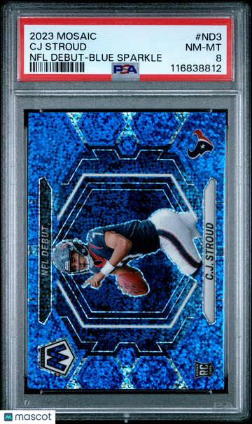 2023 Panini Mosaic NFL Debut CJ Stroud #ND3 Blue Sparkle PSA 8